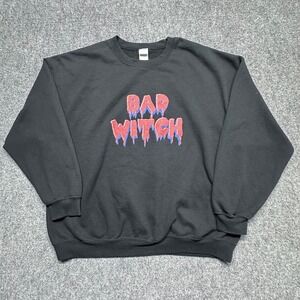 Gildan‎ Heavy Blend Black Bad Witch Graphic Crewneck Sweatshirt Size 2XL